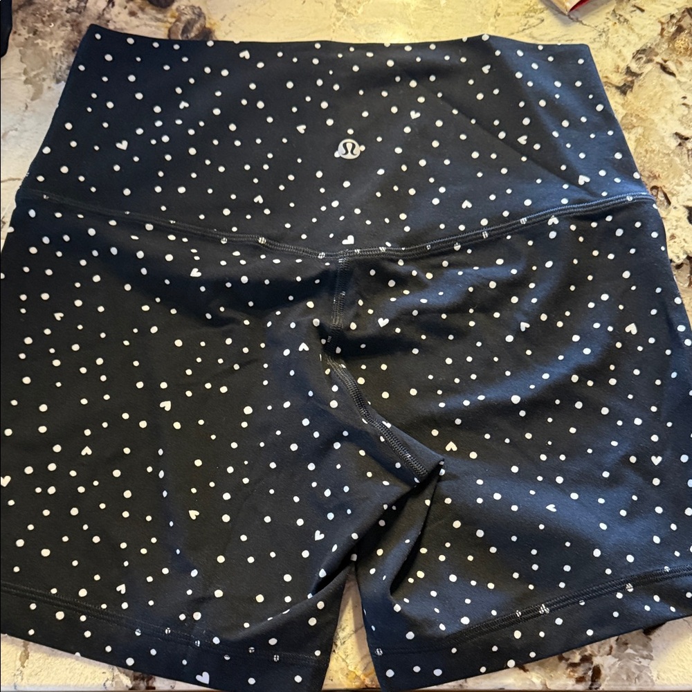 lululemon athletica Black with White Polka Dot High-Rise Bike Shorts